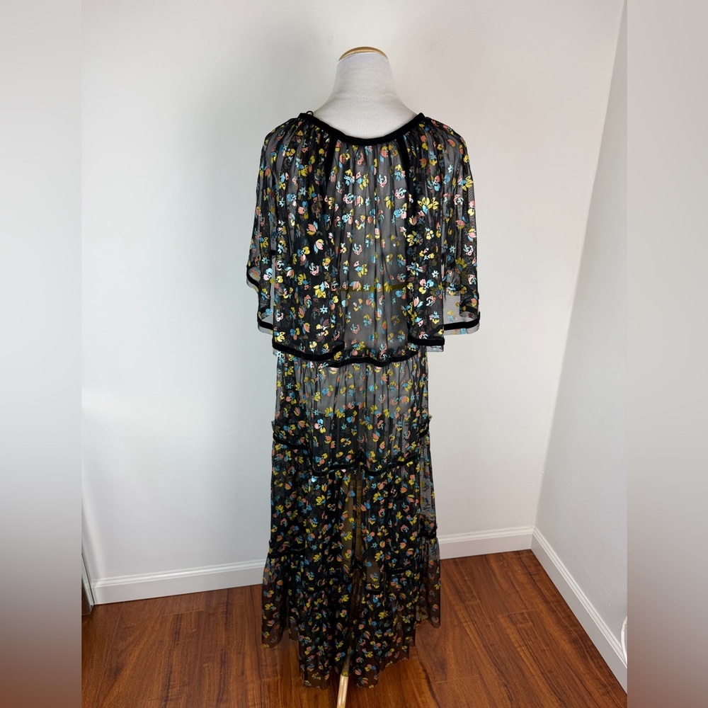 Free People Practical Magic Midi Dress Black Floral Mesh Sheer Size L - Picture 7 of 8